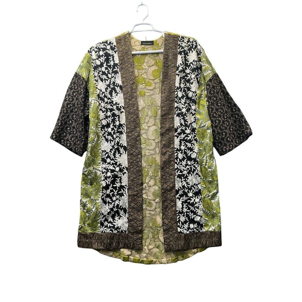 Sana Safinaz Embroidered Open Front Coat Jacket Small Fairycore Ethereal Floral